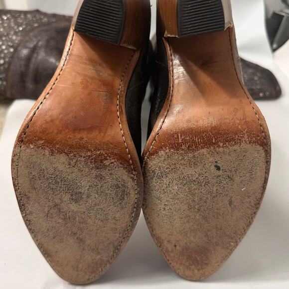 Frye Over the Knee Studded Boots Crackle Leather | Brown | SZ 9 - Picture 6 of 11